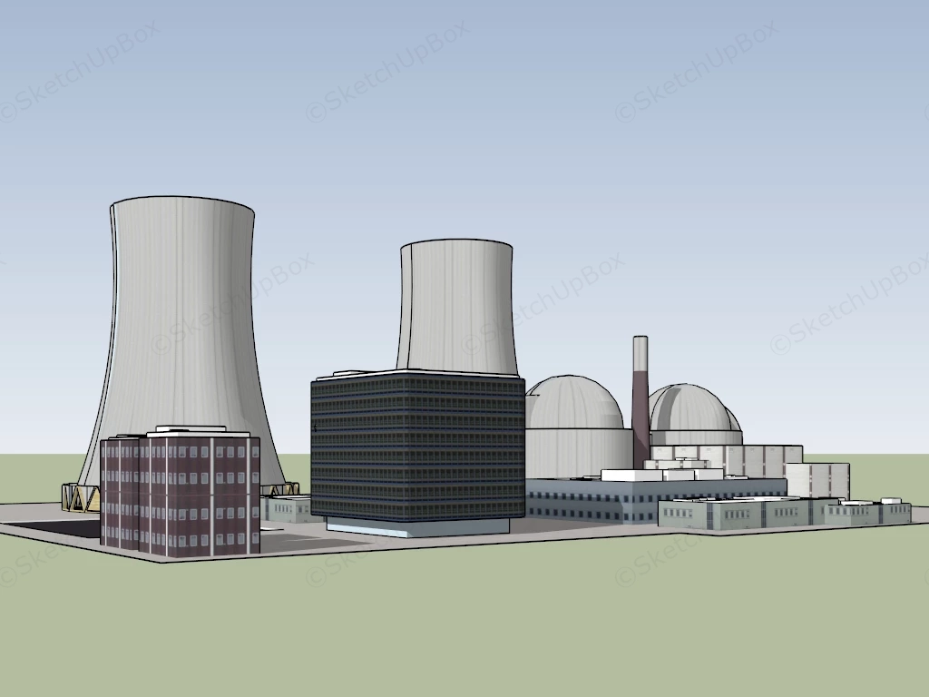 Nuclear Energy Power Plant sketchup model preview - SketchupBox