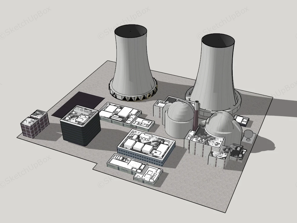 Nuclear Energy Power Plant sketchup model preview - SketchupBox