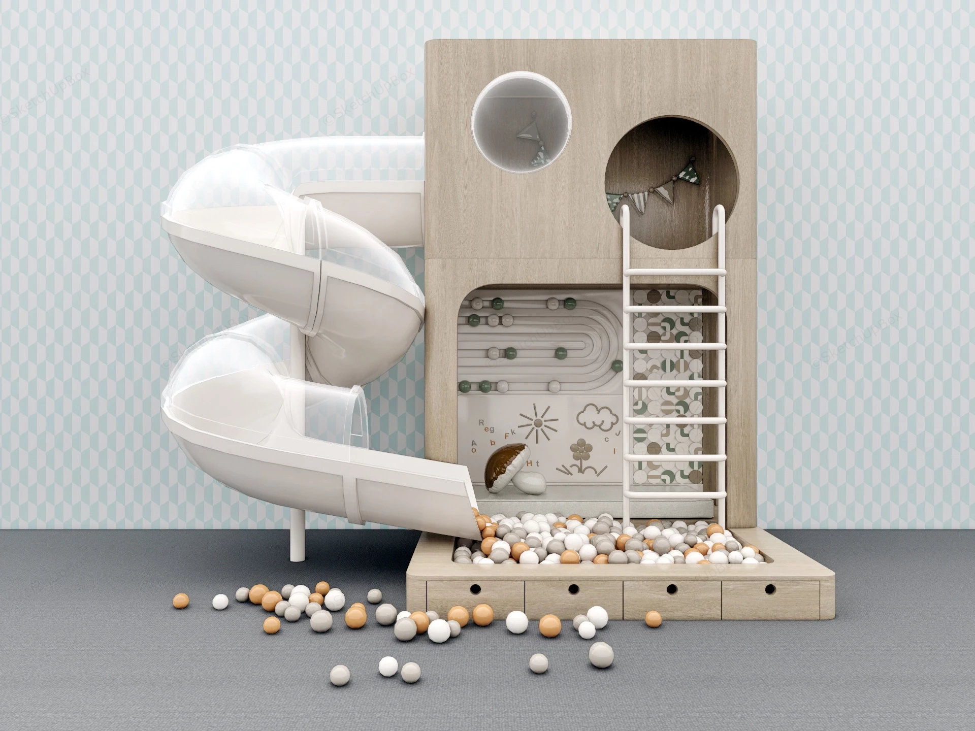 Indoor Playground Ball Pit For Home sketchup model preview - SketchupBox