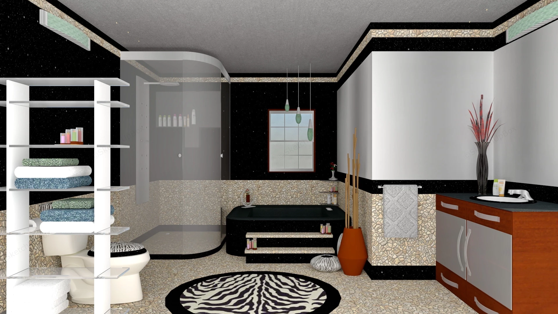 Bathroom With Shower And Tub sketchup model preview - SketchupBox