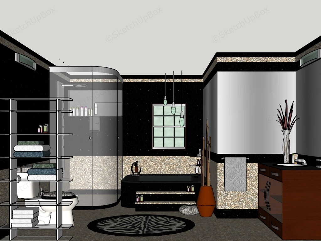 Bathroom With Shower And Tub sketchup model preview - SketchupBox