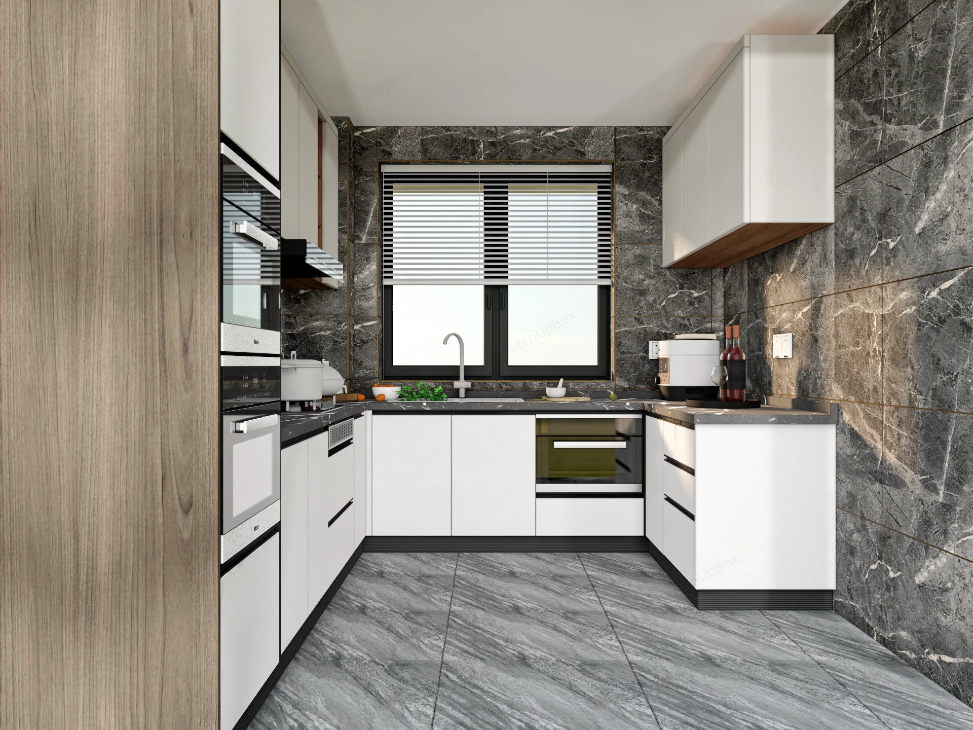 Grey And White Kitchen Design sketchup model preview - SketchupBox