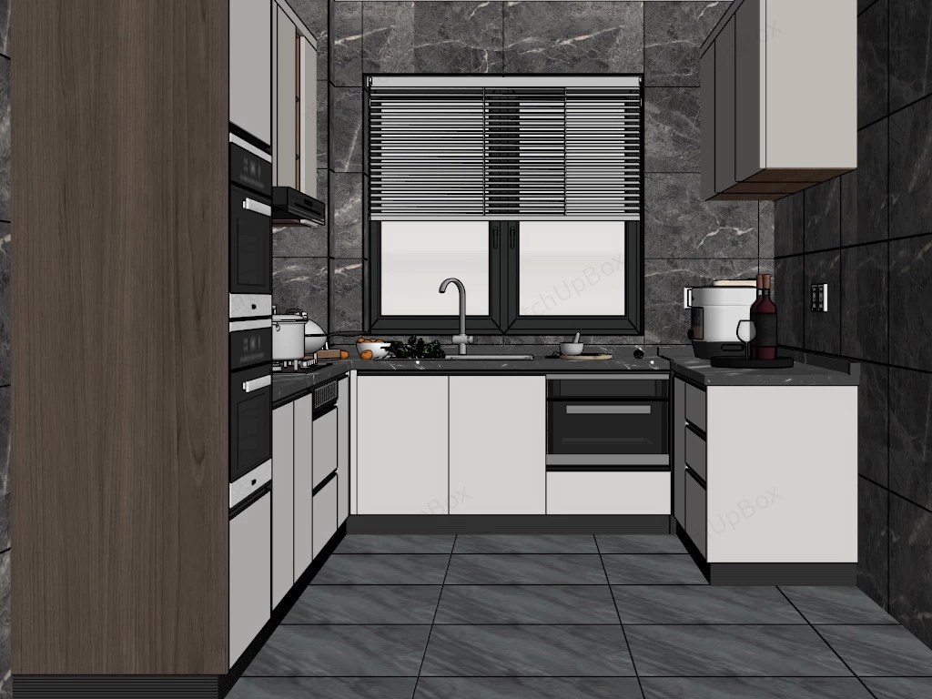 Grey And White Kitchen Design sketchup model preview - SketchupBox