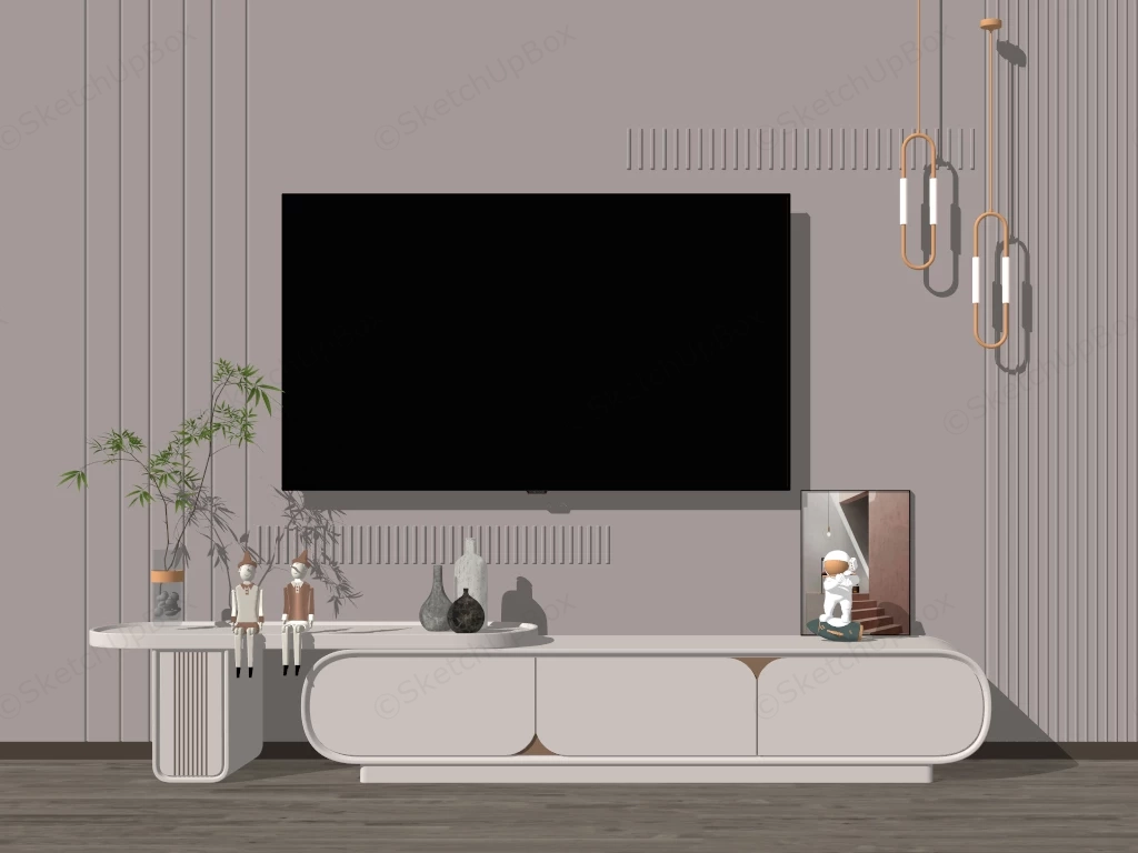 Aesthetic White Tv Stand sketchup model preview - SketchupBox