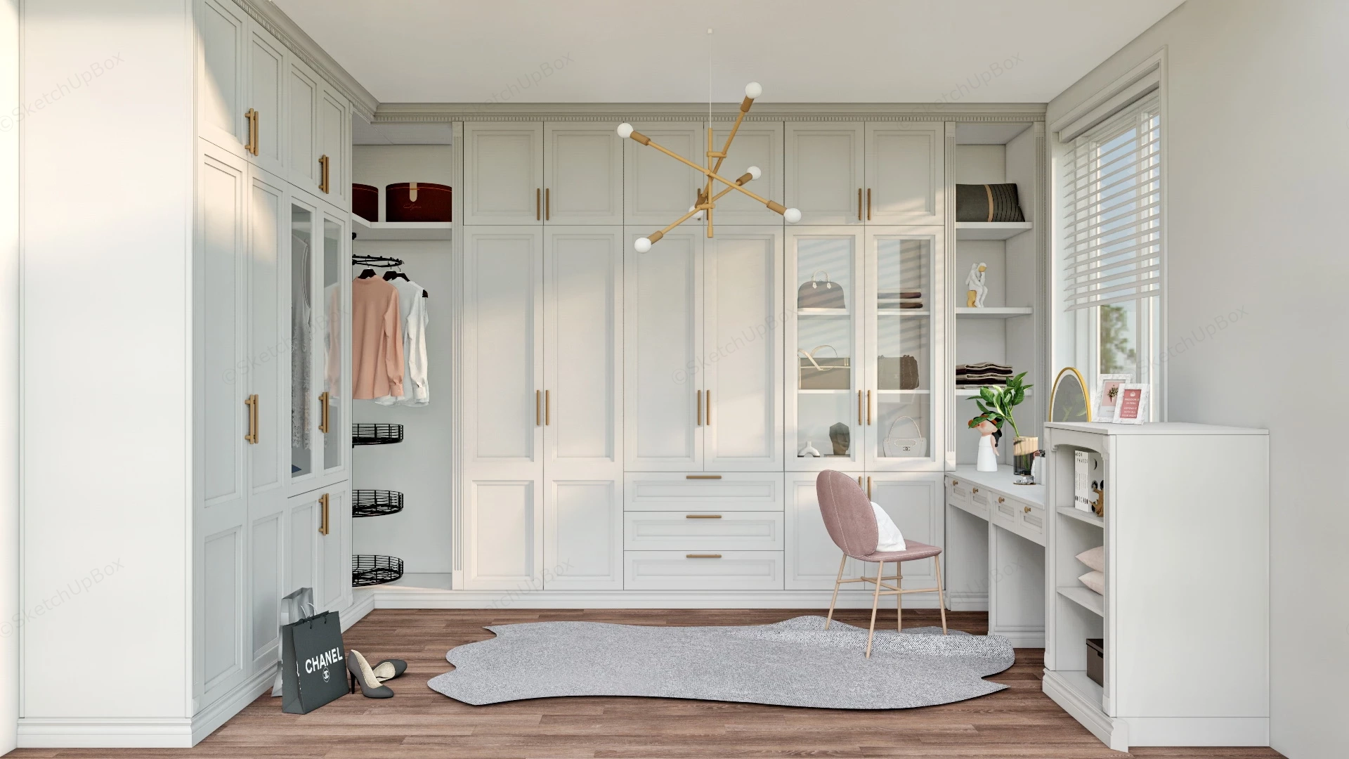 White Dressing Room sketchup model preview - SketchupBox