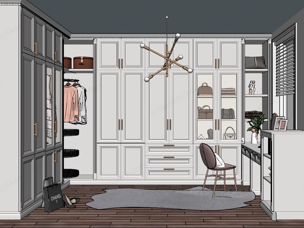 White Dressing Room sketchup model preview - SketchupBox