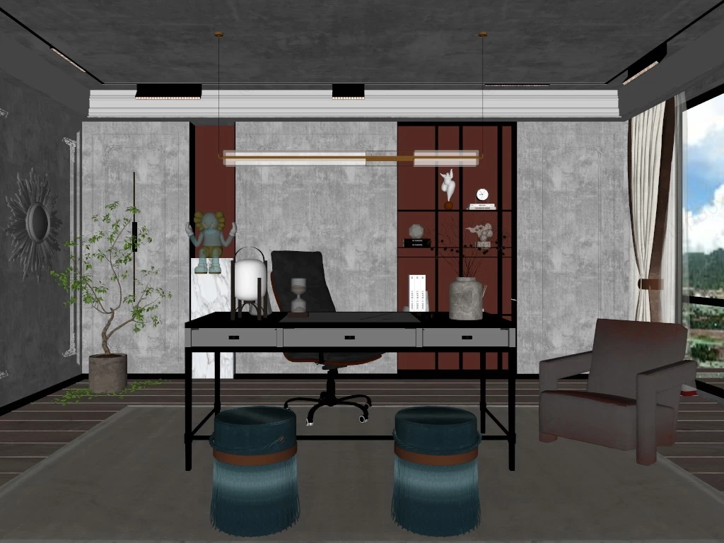 Postmodernism Home Office sketchup model preview - SketchupBox