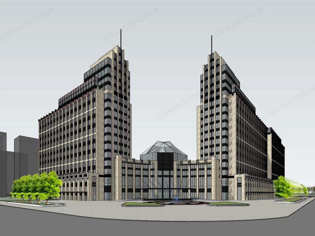 Postmodernism Style Hotel Building sketchup model preview - SketchupBox