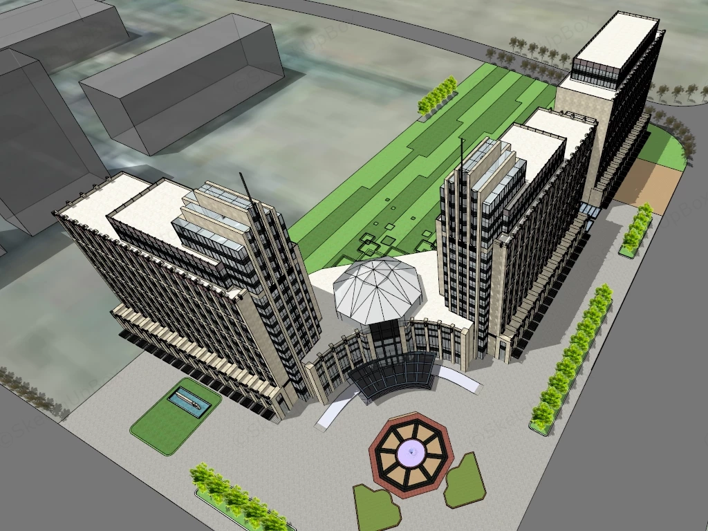 Postmodernism Style Hotel Building sketchup model preview - SketchupBox