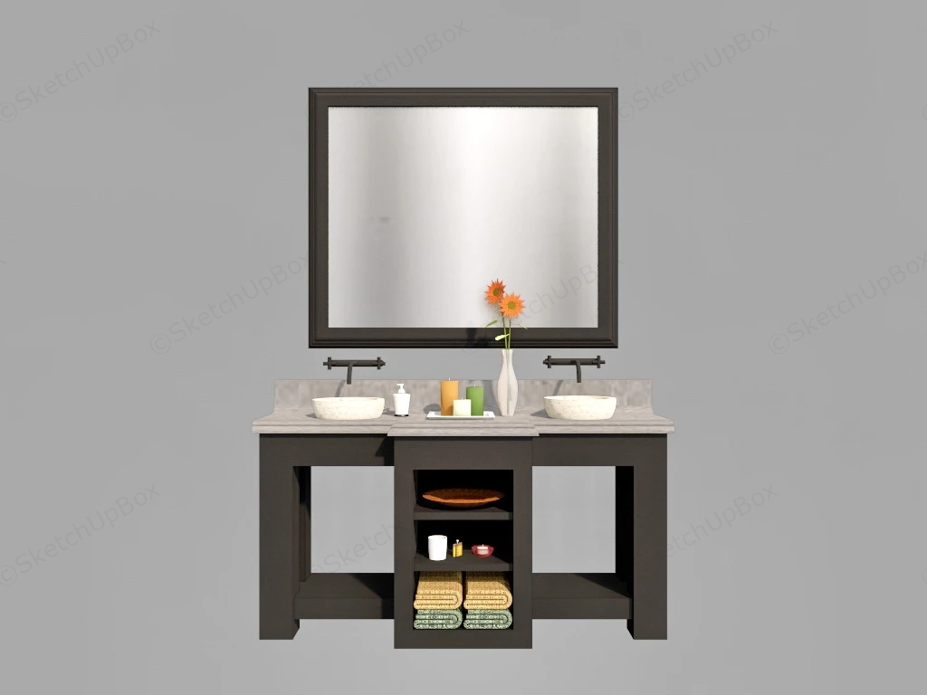 Black Double Sink Vanity sketchup model preview - SketchupBox