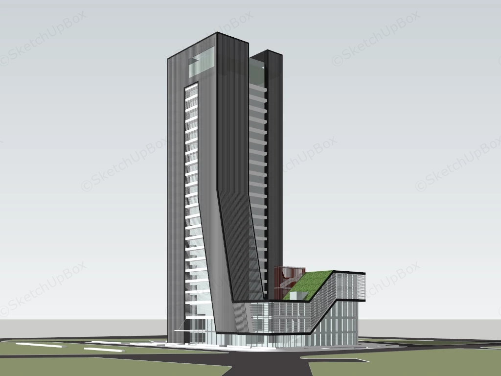 Modern High Rise Office Building sketchup model preview - SketchupBox