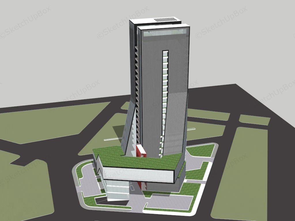 Modern High Rise Office Building sketchup model preview - SketchupBox