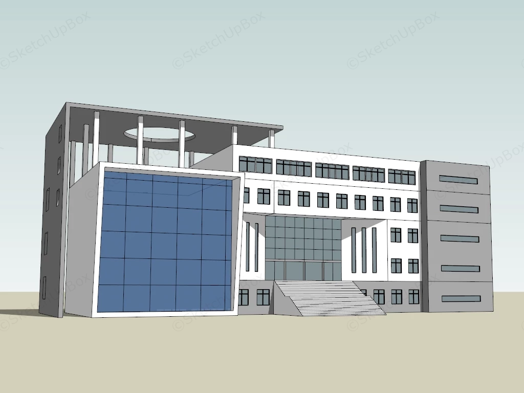 Public Library Building Exterior sketchup model preview - SketchupBox