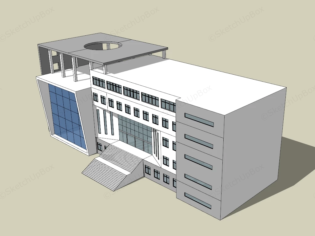Public Library Building Exterior sketchup model preview - SketchupBox