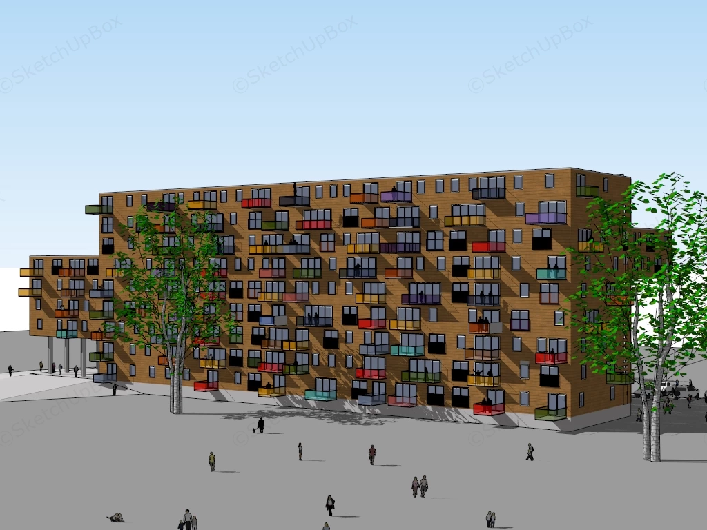 Colorful Postmodern Apartment Building sketchup model preview - SketchupBox