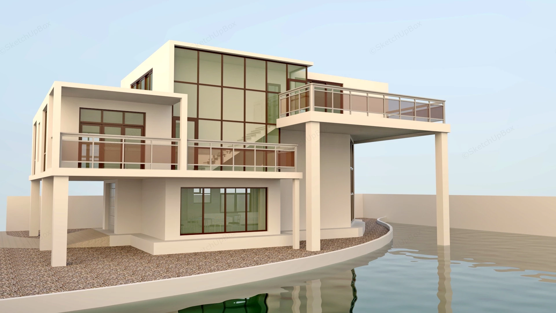 Waterside House sketchup model preview - SketchupBox