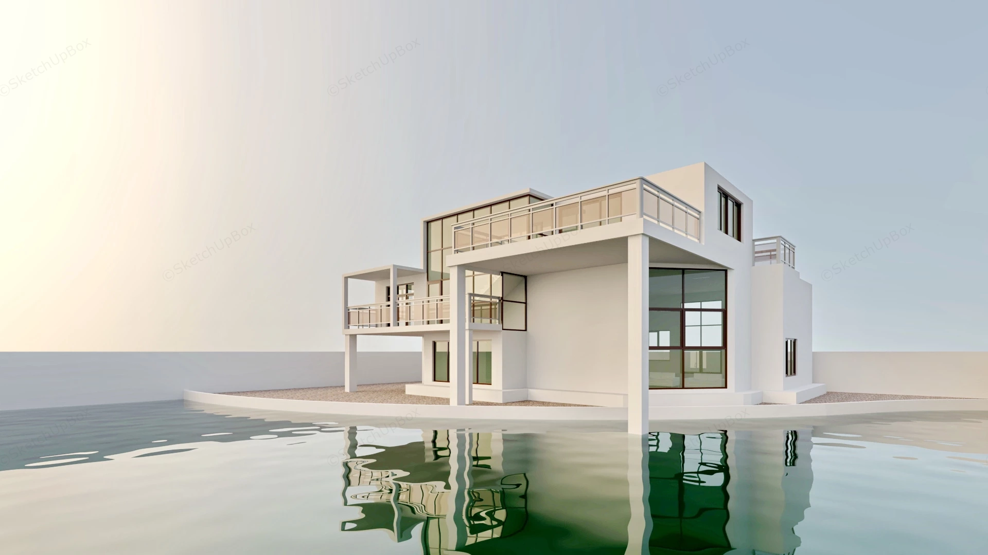 Waterside House sketchup model preview - SketchupBox