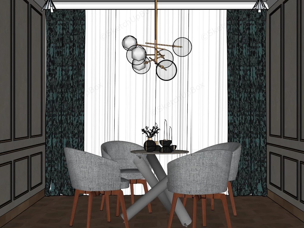 Glass Dining Room Set sketchup model preview - SketchupBox