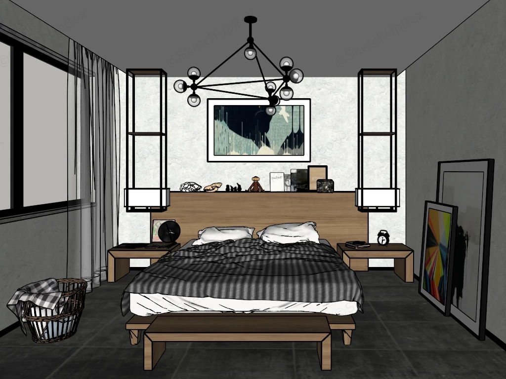Organic Modern Bedroom sketchup model preview - SketchupBox