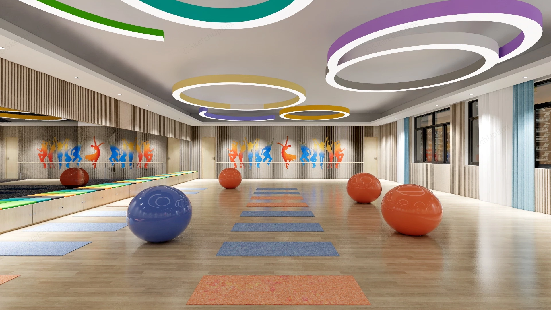 Yoga And Dance Studio Design sketchup model preview - SketchupBox