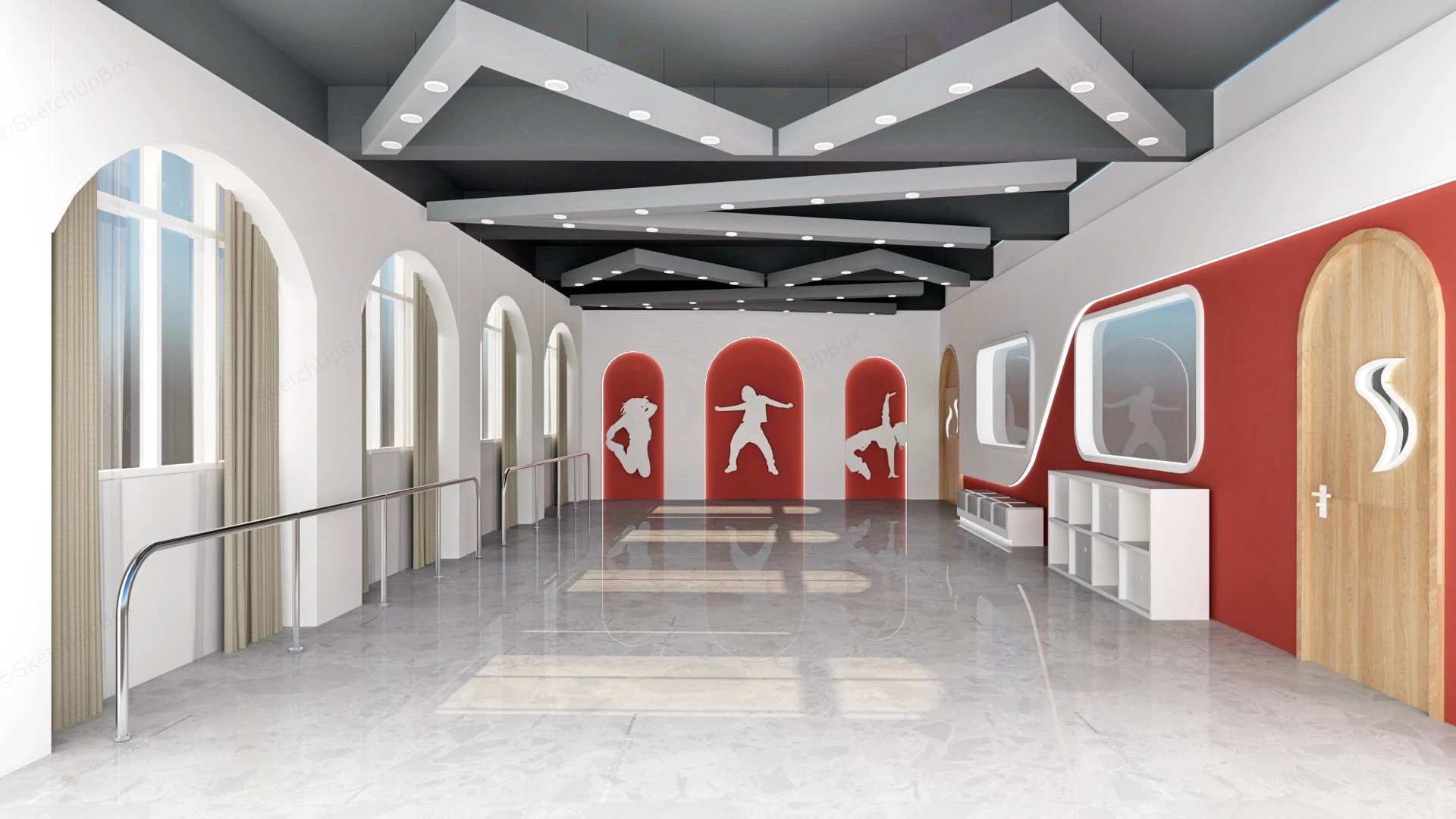 Dance Studio Interior Design sketchup model preview - SketchupBox
