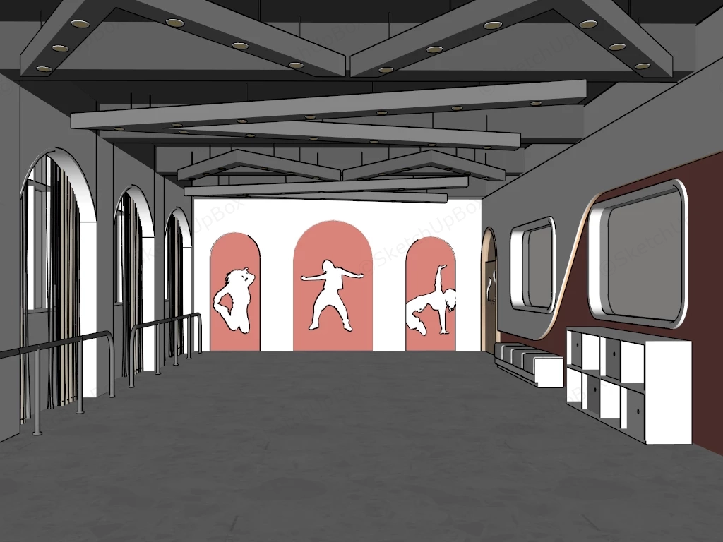 Dance Studio Interior Design sketchup model preview - SketchupBox