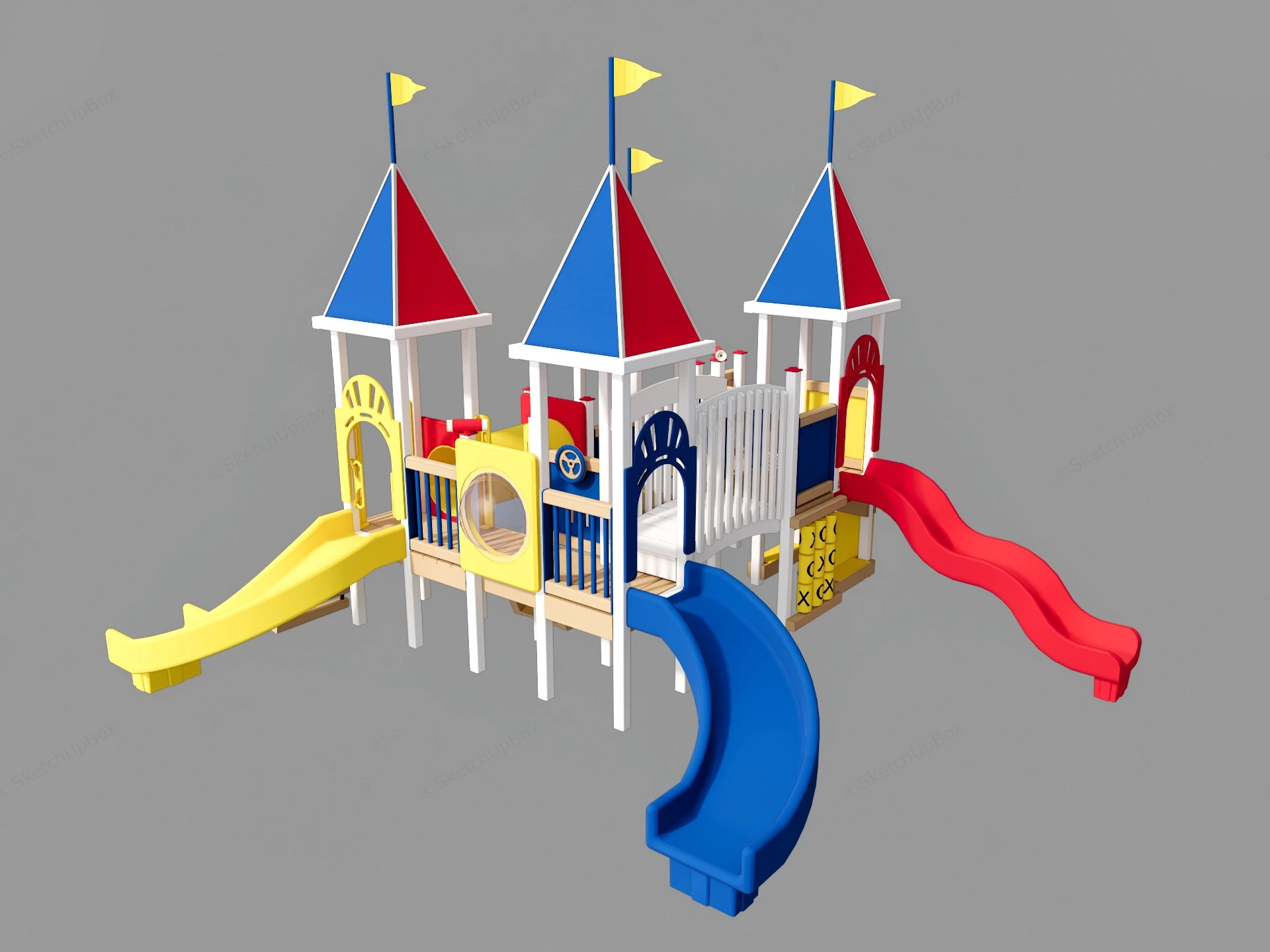 Plastic And Wood Outdoor Playset sketchup model preview - SketchupBox