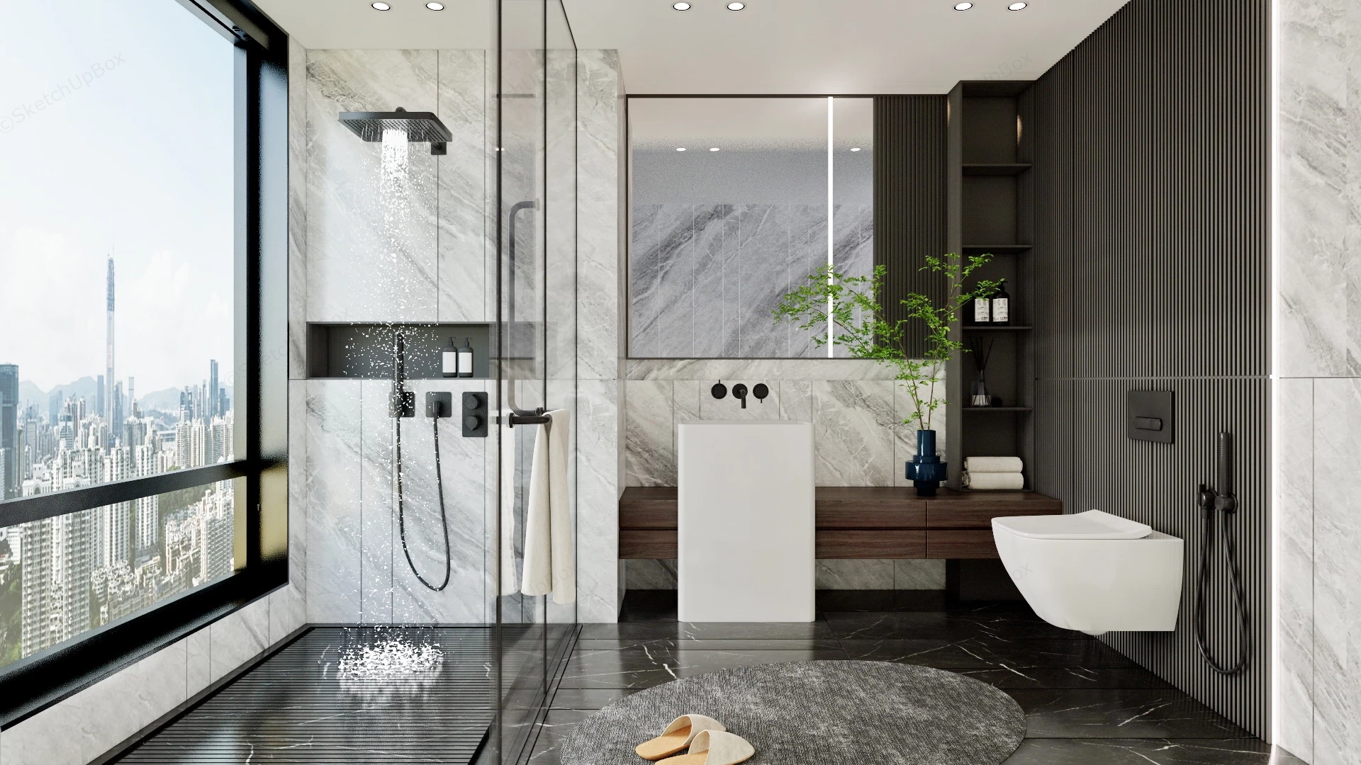 Modern Compact Bathroom sketchup model preview - SketchupBox