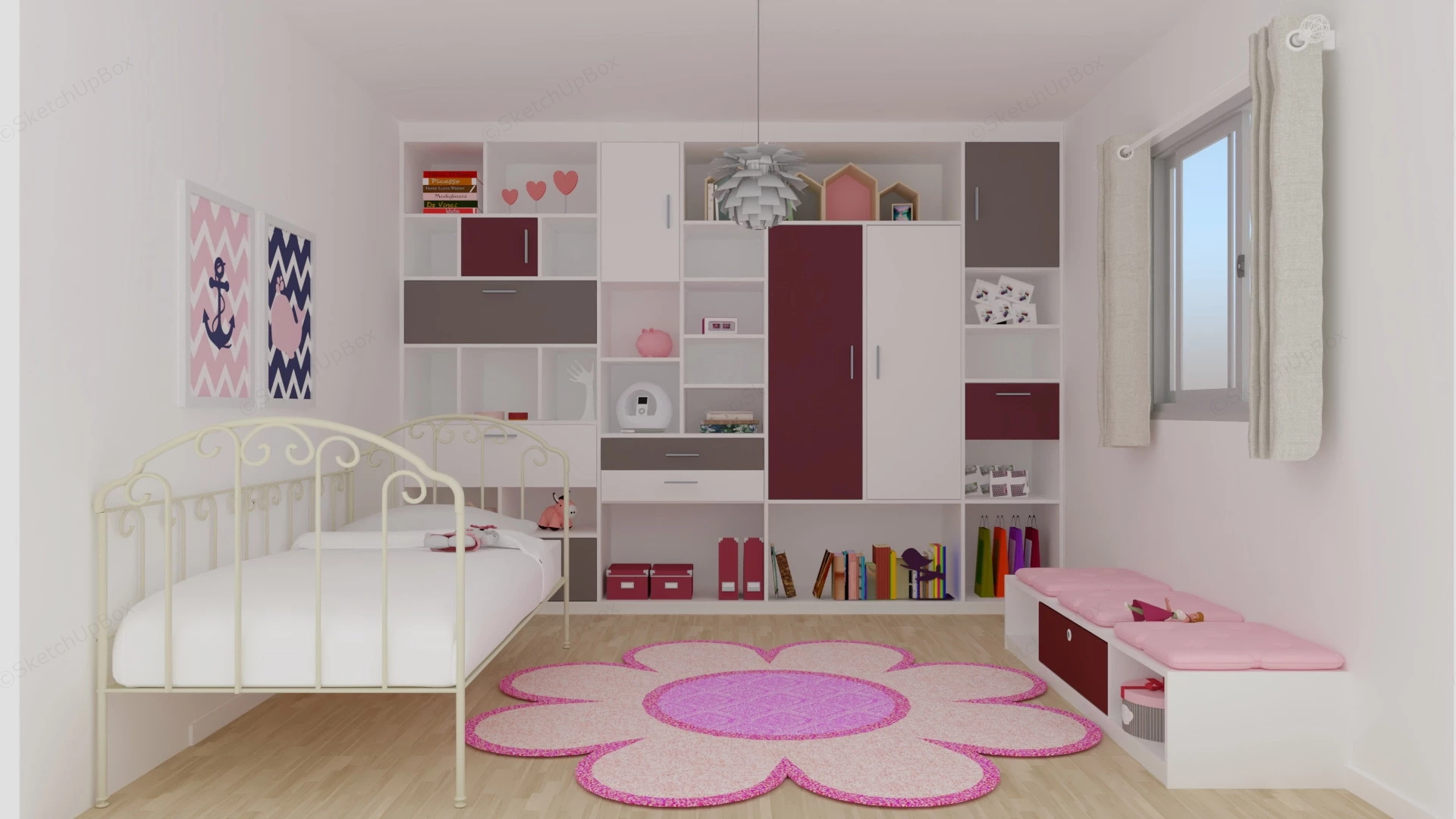 Toddler Girl Bedroom sketchup model preview - SketchupBox