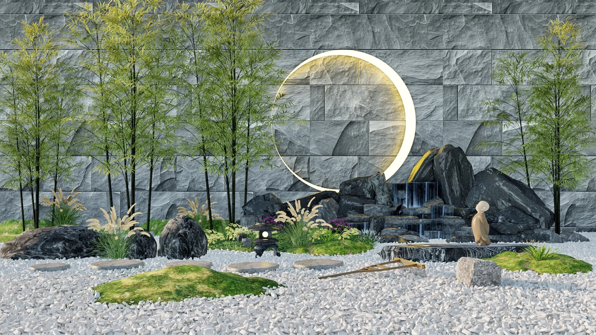 Peaceful Zen Garden sketchup model preview - SketchupBox