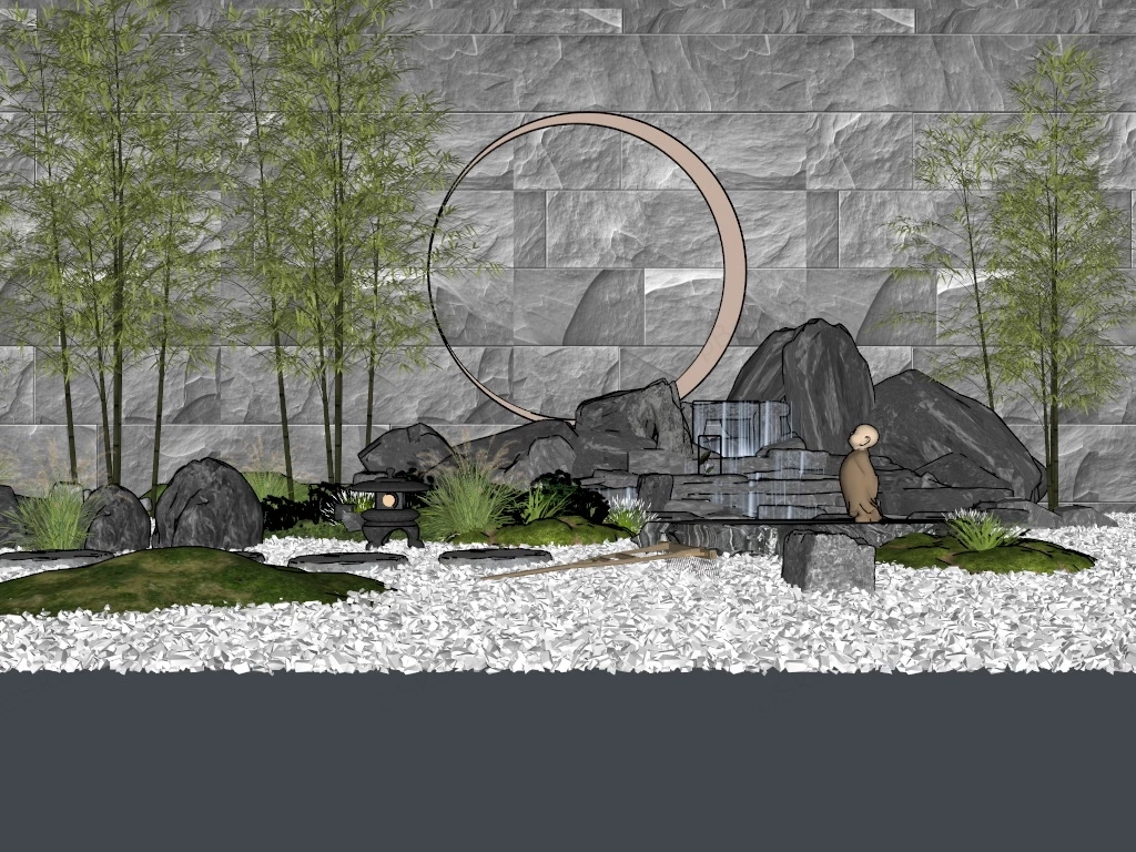 Peaceful Zen Garden sketchup model preview - SketchupBox