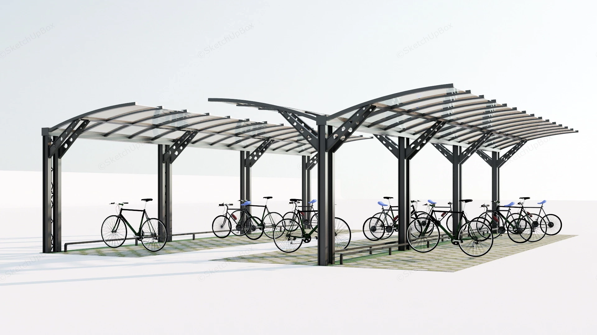 Public Space Cycle Shelter sketchup model preview - SketchupBox