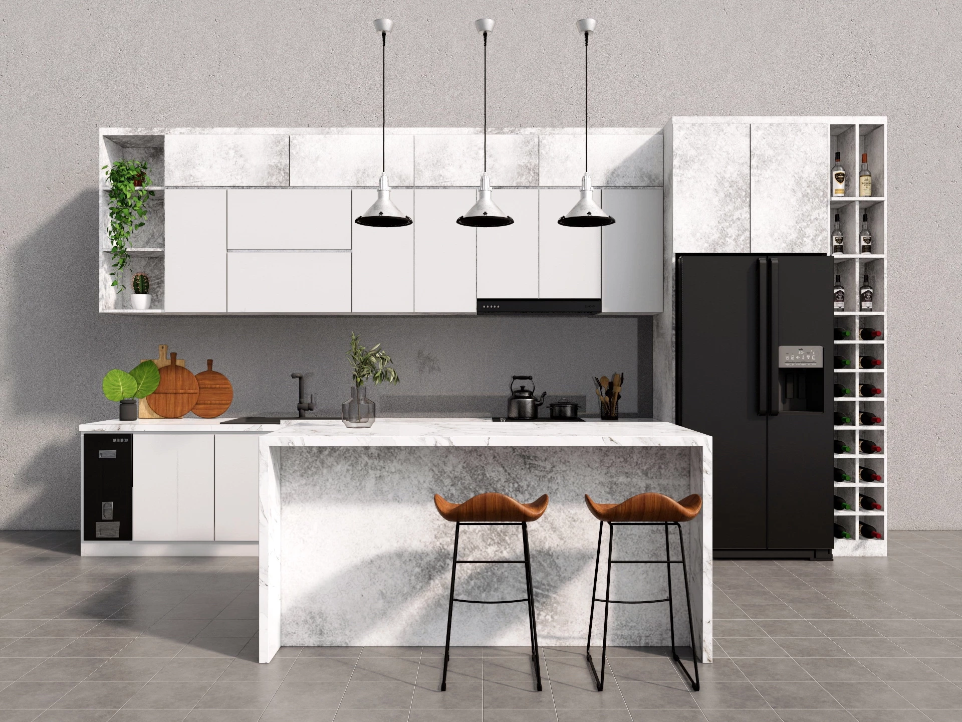 White Marble Kitchen Cabient And Sink sketchup model preview - SketchupBox