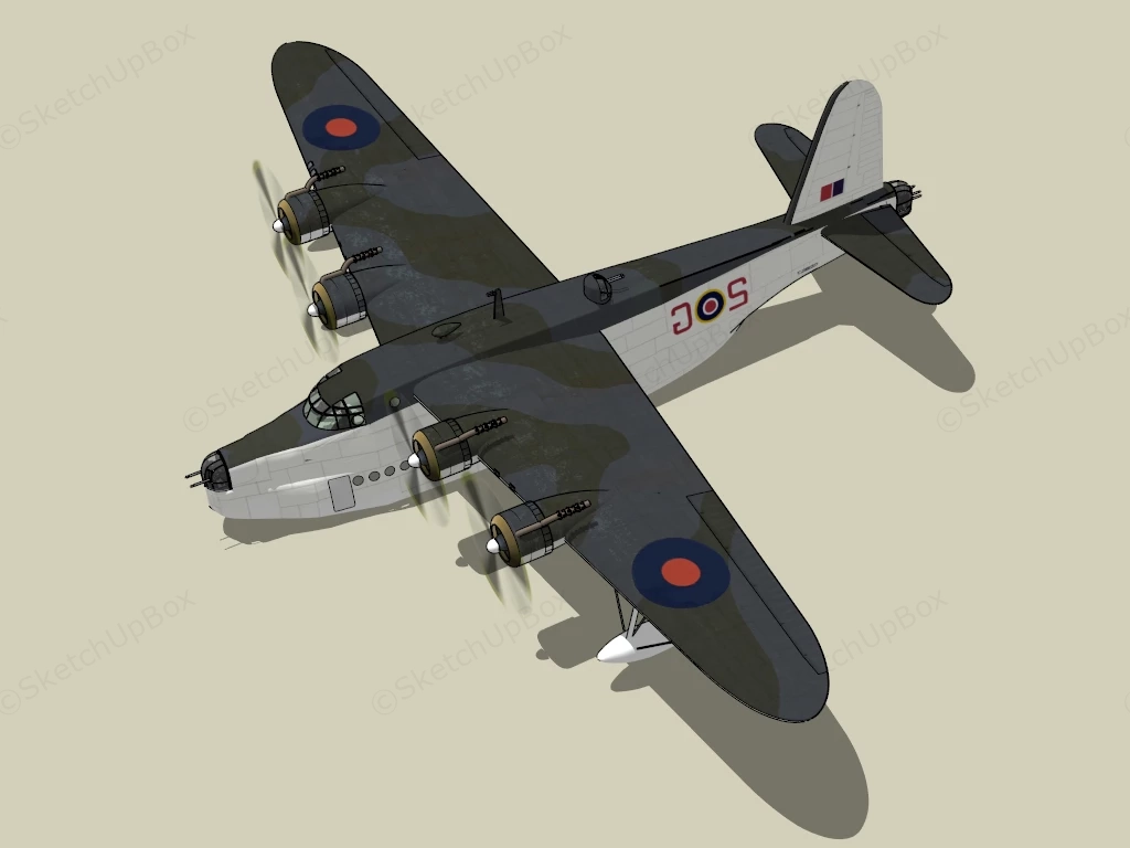 Handley Page Halifax Bomber sketchup model preview - SketchupBox