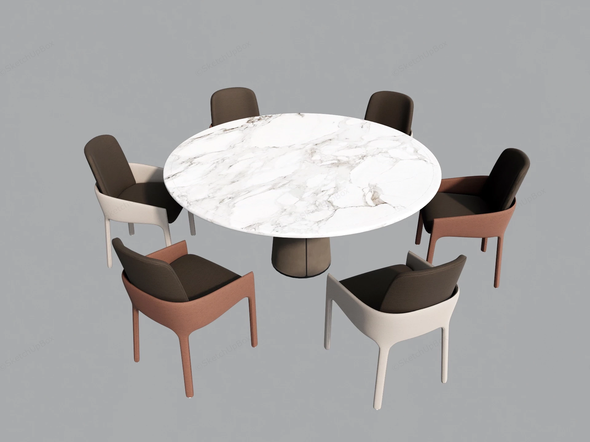 7 Piece Round Dining Table Set sketchup model preview - SketchupBox