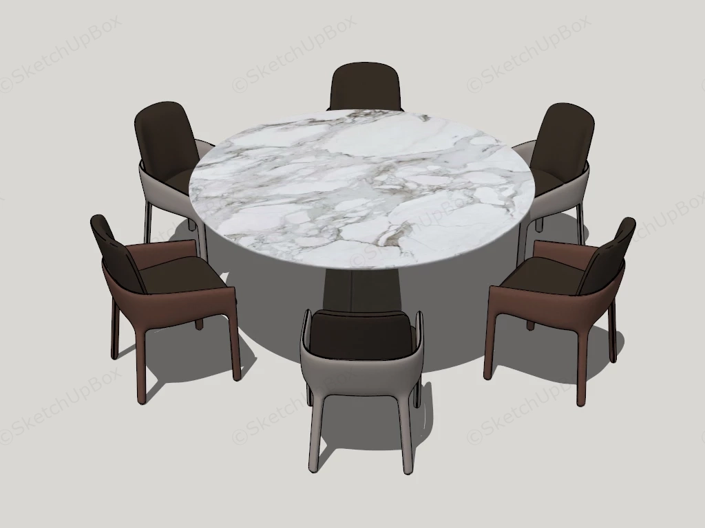 7 Piece Round Dining Table Set sketchup model preview - SketchupBox