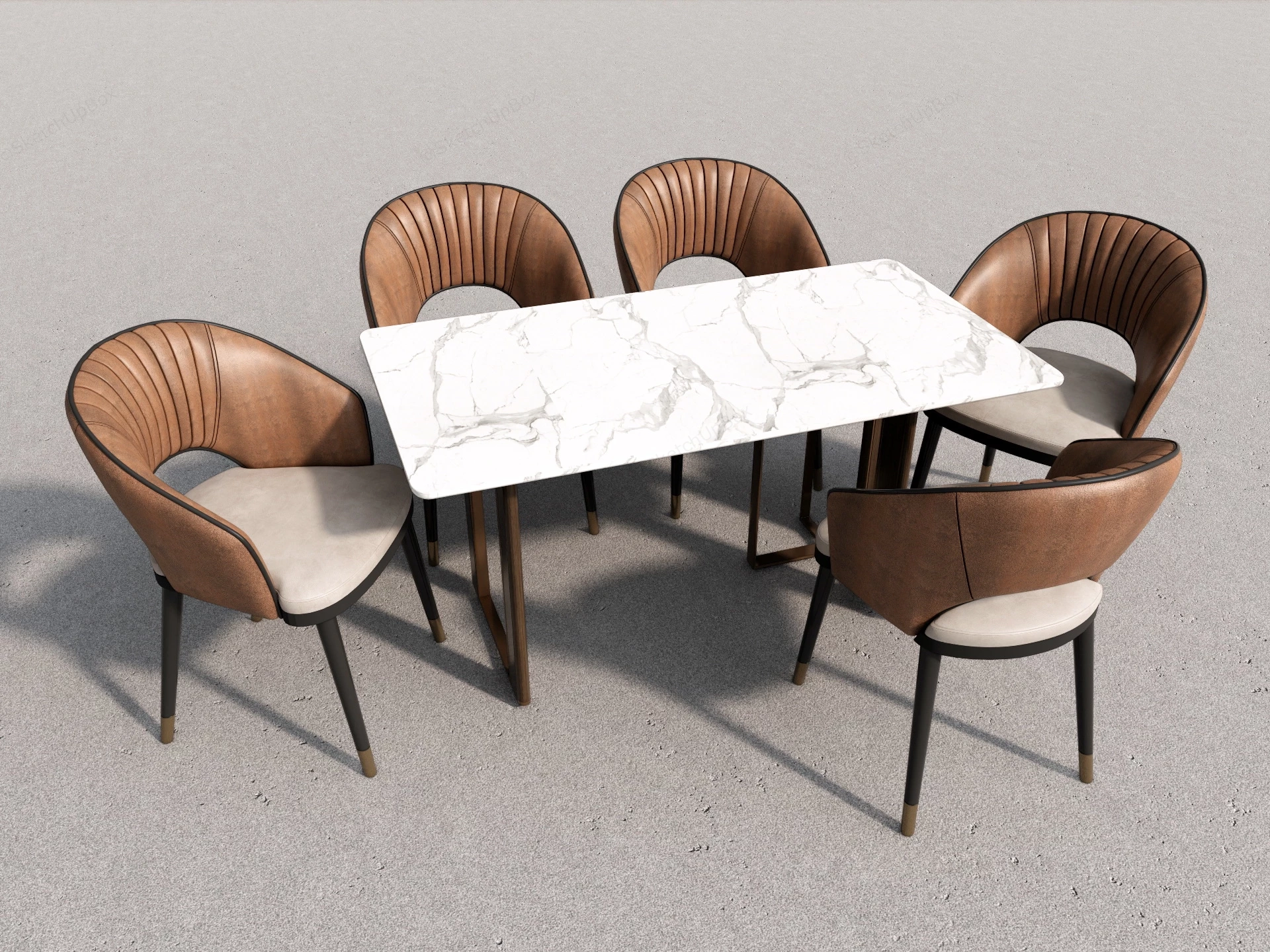 Leather Dining Room Set sketchup model preview - SketchupBox