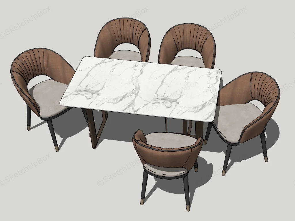 Leather Dining Room Set sketchup model preview - SketchupBox