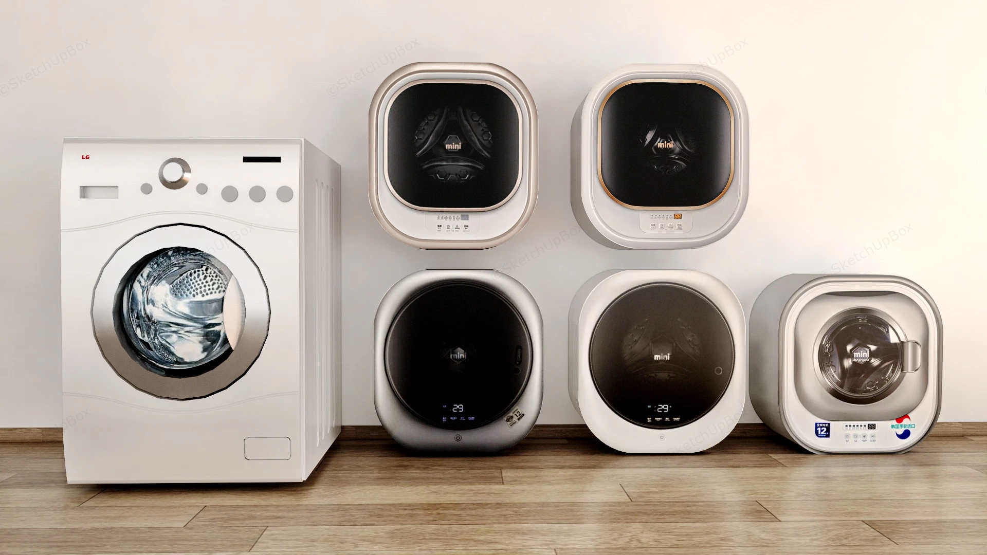 Wall Mounted Washing Machines sketchup model preview - SketchupBox