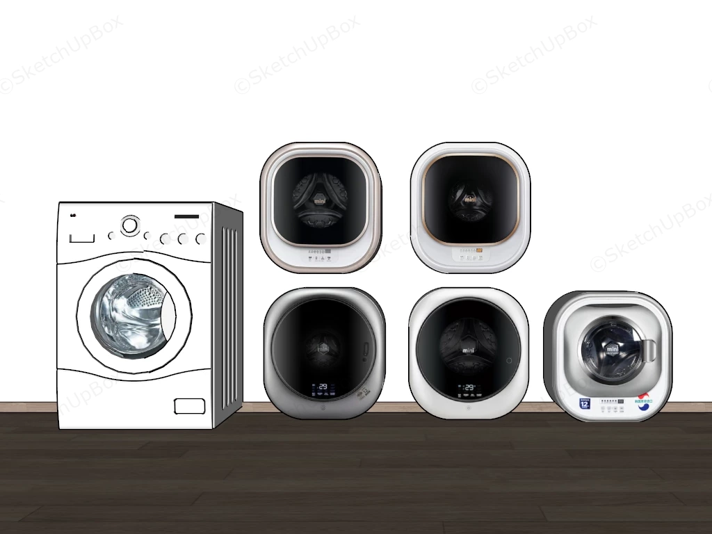 Wall Mounted Washing Machines sketchup model preview - SketchupBox