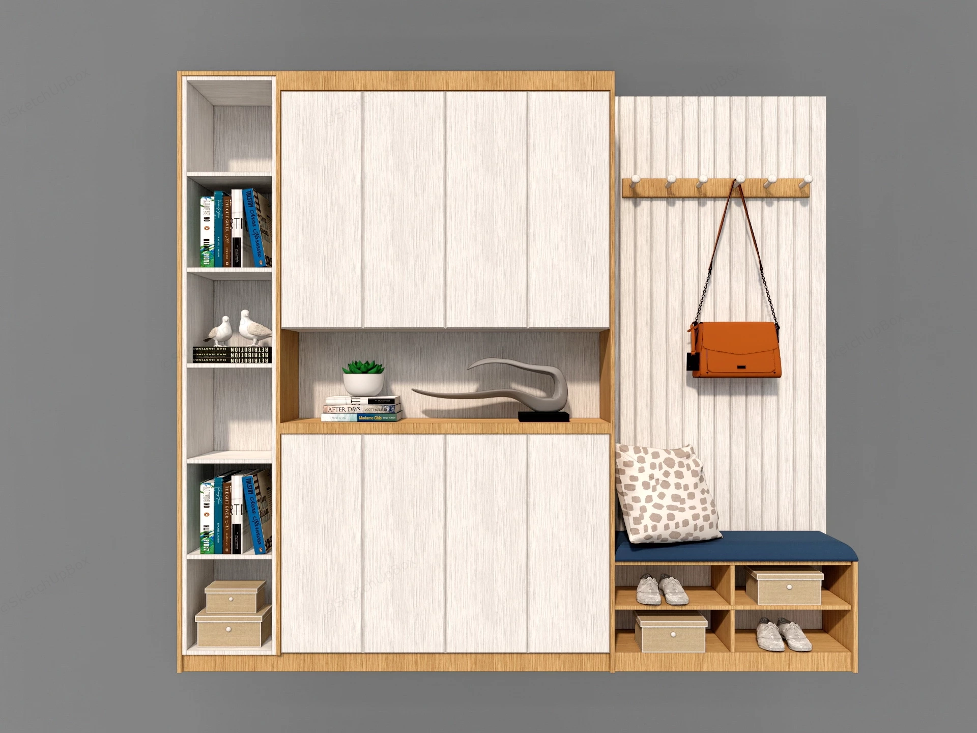 Entryway Storage With Bench sketchup model preview - SketchupBox