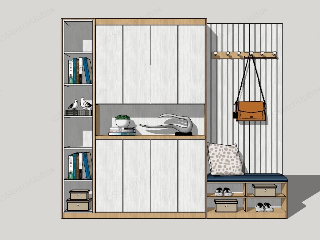 Entryway Storage With Bench sketchup model preview - SketchupBox