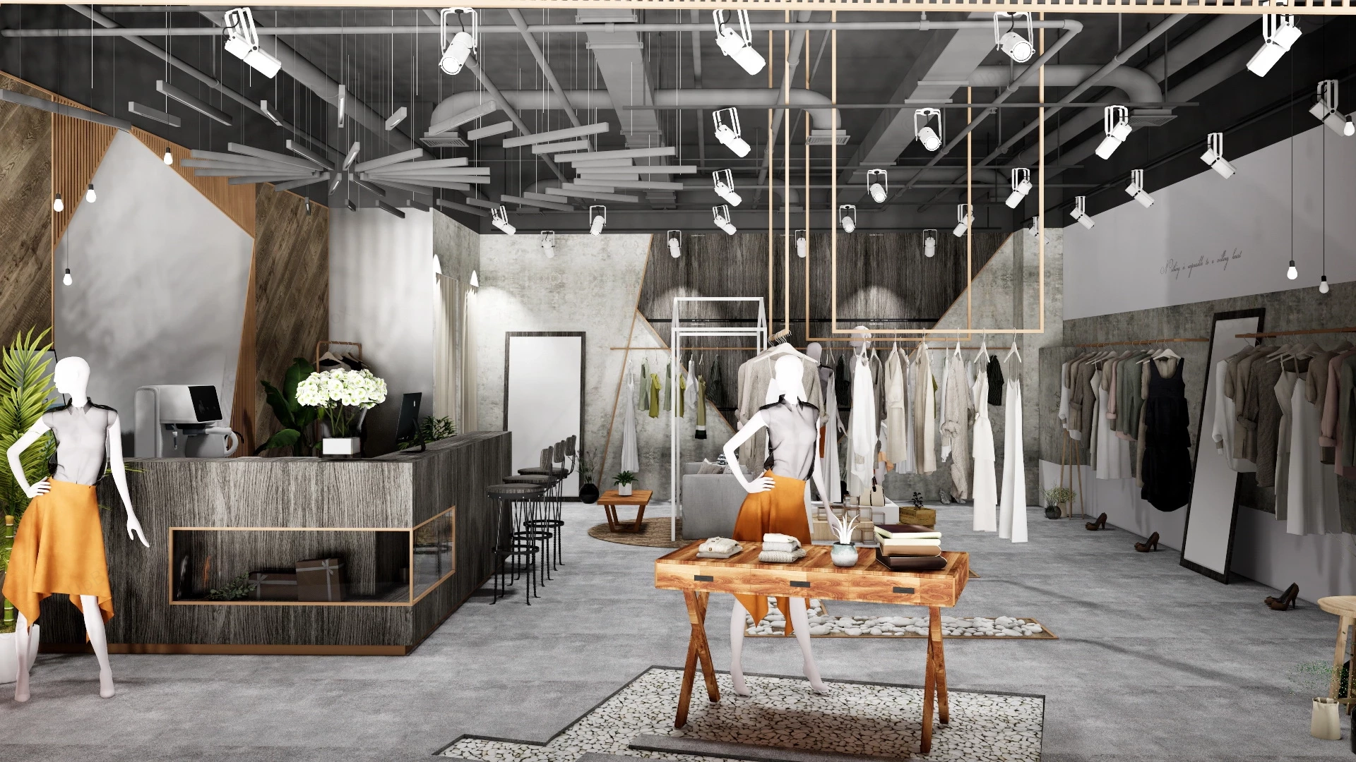 Industrial Style Clothing Store sketchup model preview - SketchupBox