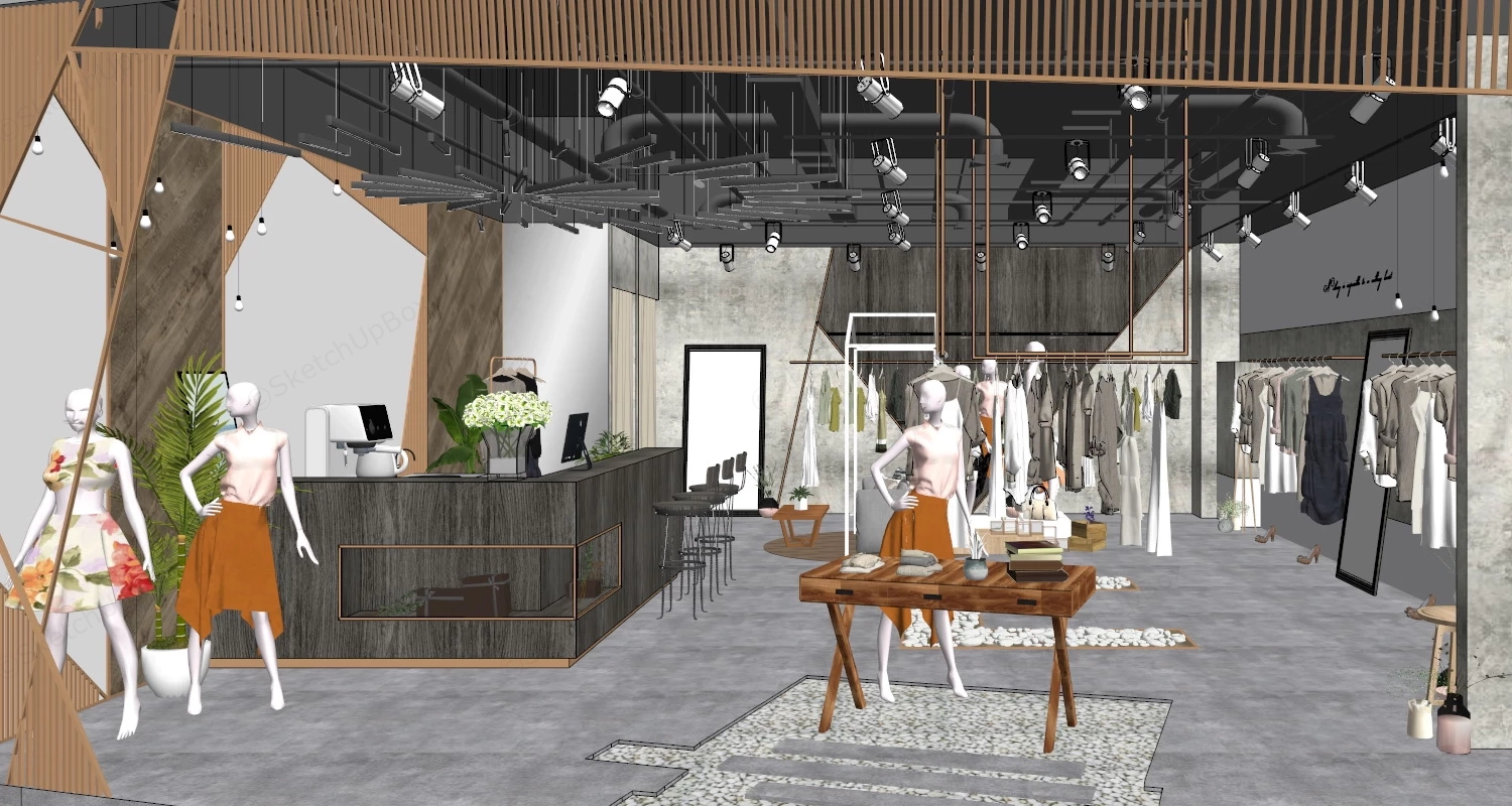 Industrial Style Clothing Store sketchup model preview - SketchupBox