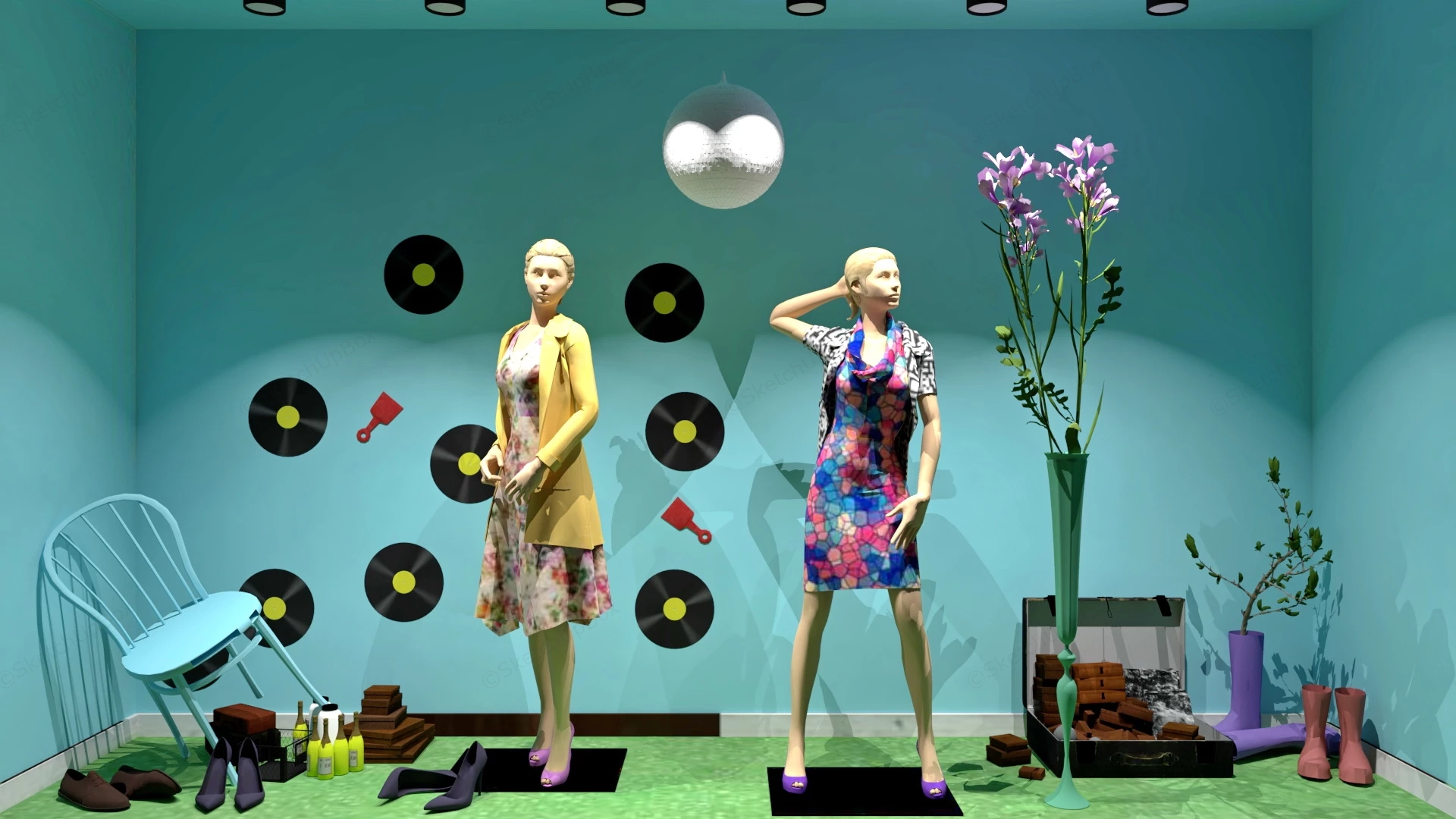 Ladies Clothing Store Window Display sketchup model preview - SketchupBox