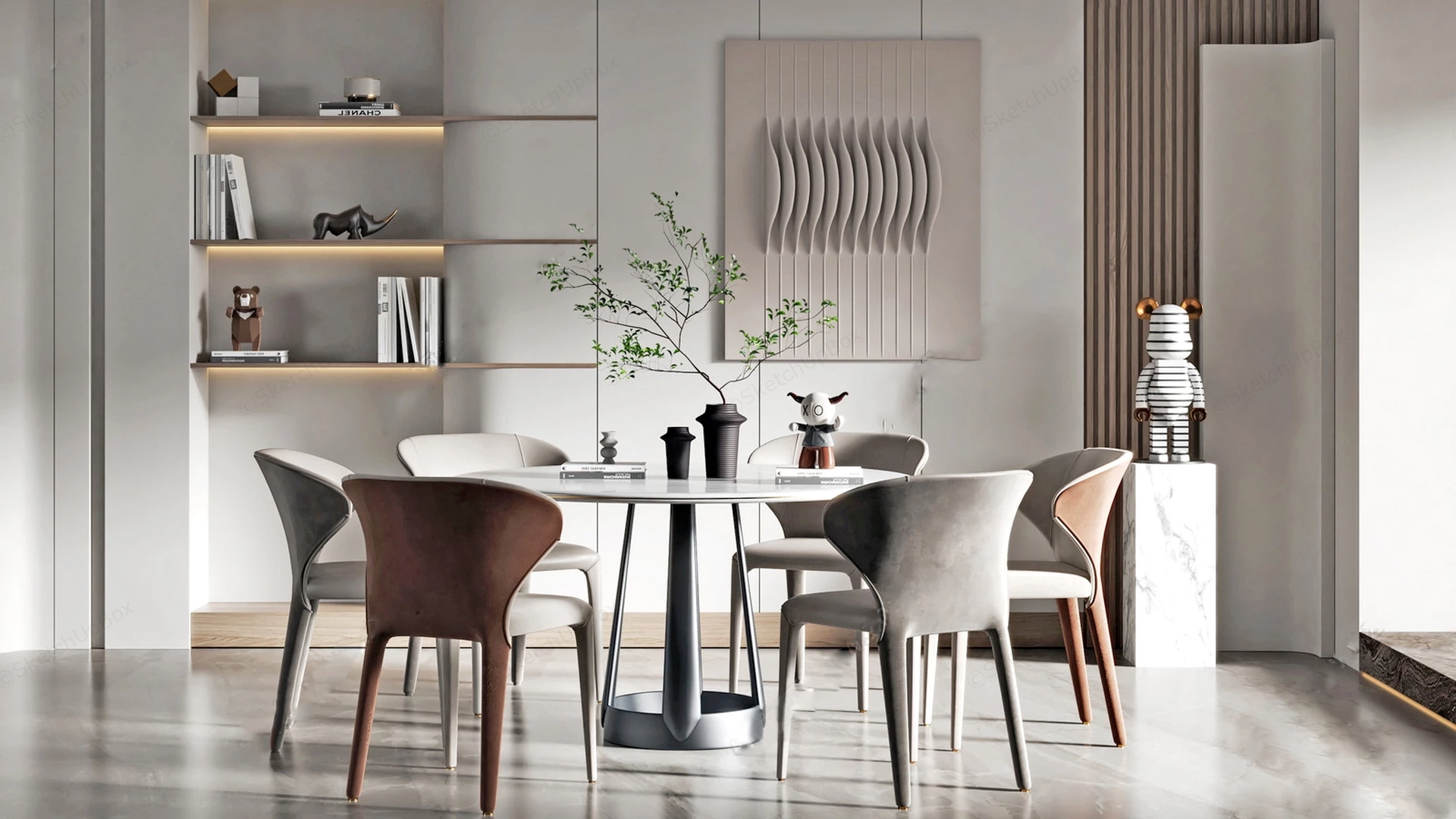 Minimalist Round Dining Room sketchup model preview - SketchupBox