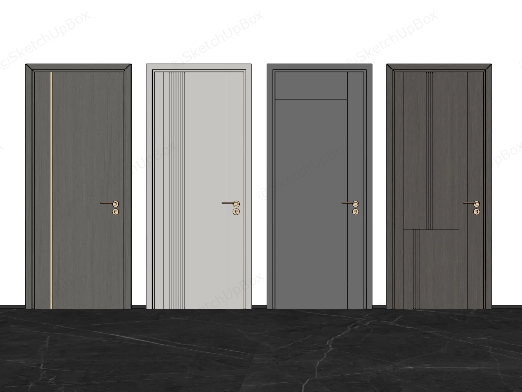 Wooden Office Doors sketchup model preview - SketchupBox