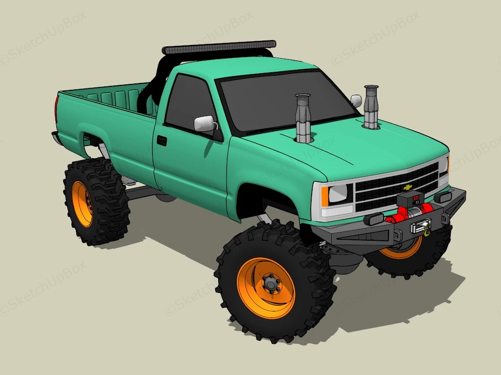 Lifted Chevy Diesel Truck sketchup model preview - SketchupBox