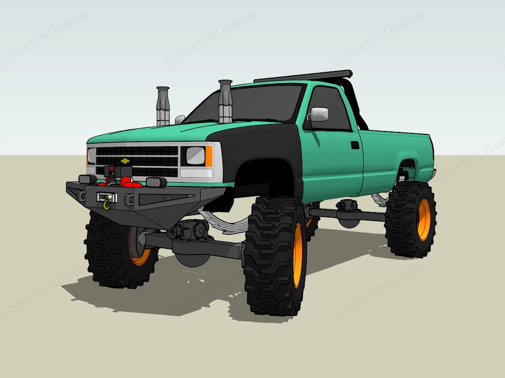 Lifted Chevy Diesel Truck sketchup model preview - SketchupBox