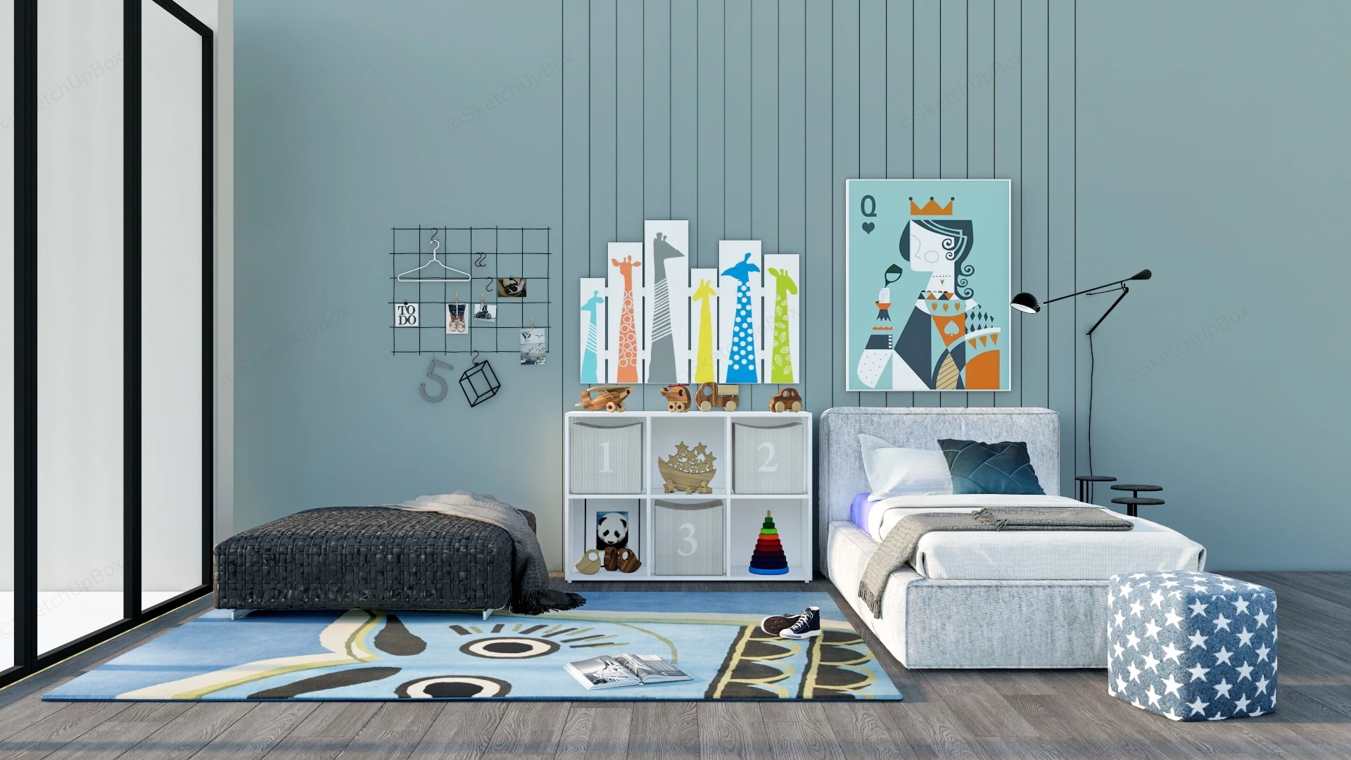 Cute Toddler Boy Bedroom sketchup model preview - SketchupBox